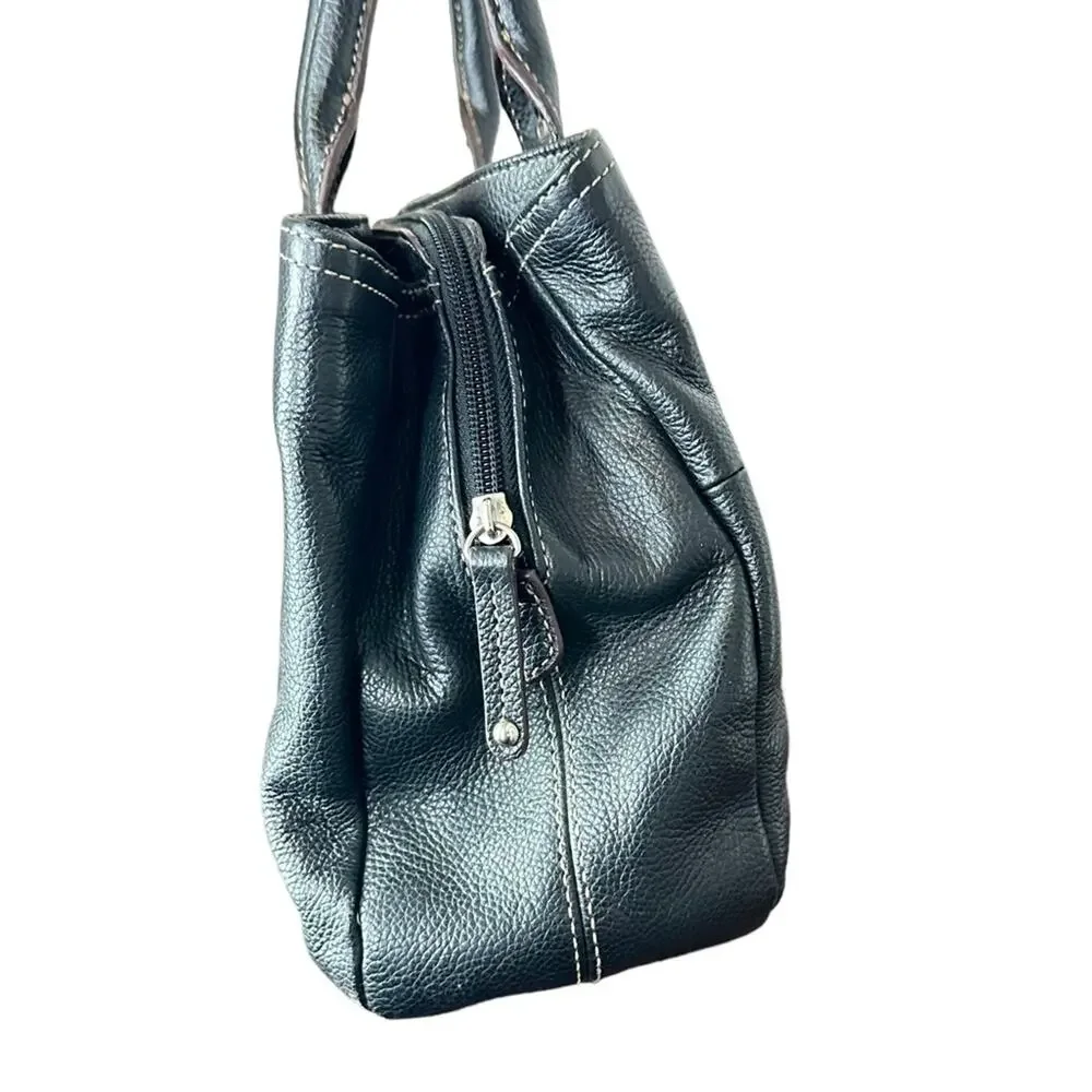 Tignanello Classic Leather Shoulder Bag Purse Black Italy